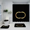 Klassisk skrivelse tryckt dusch gardiner designer print badrum gardin hem toalett täcke matta badmaterial
