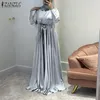 エスニック服の女性フルスリーブイスラム教徒のファッションドレスカジュアルルーズエレガントなクラブ長いサンドレスベルトパーティーファルダスラーガスkafta257o
