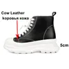 Meotina Short Boots Women Shoes Natural Genuine Leather Platform Flat Lady Boots Zipper Cross Tied Ankle Boots Black Big Size 40 210520