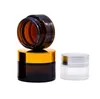 Amber Glass Cosmetic Cream Bottles Round Jars Bottle with White Inner Liners PP for Face Hand Body Creams 5g to 100g SN5713