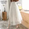 Summer Korean Style High Waist Expansion Skirt Quality Tulle Slimming Long Women 8964 50 210508