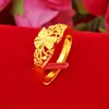 女性の中空の花24Kゴールドメッキの結婚指輪njgr097ファッションギフト女性イエローゴールドプレートジュエリーリング