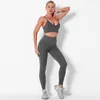 Outfit Yoga Kobiety Stroje Cami Crop Tops and Sport Legginsy Zestaw Dwie Kawałki Sportswear Solid Fitness Siłownia Odzież Rajstopy Sporty