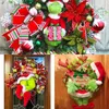 Рождественские мешковины венок Grinchs Realer elf ноги застрял рождественские гирлянды украшения дерева смешные украшения двери фаршированные кукла H1112