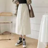 Summer Long Jean Skirts Female Vintage High Waist Back Split Casual Loose Spring Midi Length A-Line Ladies 210428