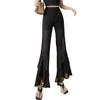 Mode Sommer Frauen Chiffon Split Ausgestelltes Rock Hosen Breites Bein Lose Hosen Harajuku Elastische Taille S-3XL 210507