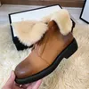 Botas de neve de couro real mulher med salto tornozelo plataforma grosso curto zip senhoras sapatos pele inverno marrom 41 210517 gai