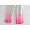 Diseño Vintage Tie Dye Wrap Pantalones Mujeres Cintura alta Casual Pantalones largos sueltos Streetwear Mujer Pantalones de verano 210514