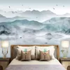 Murales 3D personalizzati Carta da parati di arte della pittura di paesaggio dell'inchiostro astratto di stile cinese per la decorazione domestica della parete del contesto di studio del salone