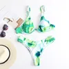 Sexy Tie Dye Brésilien Push Up Bikini Avec Underwire High Cut Maillot De Bain Femmes Micro String Maillots De Bain Beach Wear Swim Bath Suit 210520