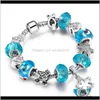 Bracelets Drop Delivery 2021 Color Painting Austrian Crystal Beads Bracelet Handmade Sier-Plated Alloy Bangles With Femal For Women Jewelry B