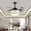 Ceiling Fans Chinese Style Designer 42 Inch Remote Controlled Chandelier Fan Lamp With Cloth Shade Led Light