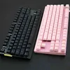 Motospeed K82 Mechanical USB Wired RGB LED Backlight 87 Touches Rouge Commutateur PUBG Jeux Pink Keyboard FPS Gamer