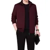 Red Wine Sportsweat Suit Mäns Två Piece Set Spring Höst Casual Stor Storlek Dads Tracksuit Coats Trousers TrainingSpak Mannen 210916