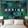 Green Plants Tapestry Tropical Palm Leaves Wall Hanging Large Flower Tapestries Art Wall Cloth Carpet Beach Towel Home Decor 210609