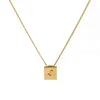 Brass Initial Letter Name Square Pendant Necklaces Women Necklace Luxury Brand Gold Chain 26 Alphabet Jewelry Designer