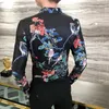 Casual Casual Camisa Social Manga Longa Night Club Camisas para Hombre Luxury Flor Fashion Fashion Korean Slim Fi Floral Shirm's Shirts Men's Men's