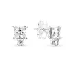 Christmas Sparkling Statement Halo Bars Stud Earrings for women 925 Sterling Silver Round Square s925 brincos fine jewelry 290058C01 290043C01 290040C01