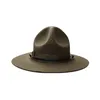 X047 US Marine Corps Lana per adulti Taglia regolabile Cappello Fedora in lana verde militare Uomo Moda Donna Cappelli da chiesa