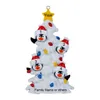 Groothandel Retail Hars Glitter Pinguïn Met Witte Boom Familie Van 5 Gepersonaliseerde Kerstornamenten Als Xmas Holiday Party Home Decor Miniatuur Craft Supplies