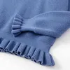 Automne hiver doux col roulé pull tricoté femmes o-cou épais solide volants pulls femme décontracté 210520