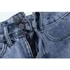 Sommar mode kvinnor hög midja knapp vintage print ben jeans shorts casual kvinnlig lös streetwear denim 210515