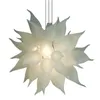 Lampe à suspension contemporaine lustre en cristal blanc givré éclairage lustres en verre soufflé à la main pour salon personnalisé 24 ou 32 pouces