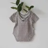 Vêtements de bébé Plaid 0-3 ans Infant Garçons Filles Bodys à manches courtes Toodler One Piece 210429