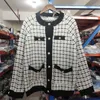 [EWQ] Otoño suéter abrigo camisa retro comprobar manga larga solo pecho tela escocesa suelta punto cardigan damas QB321 210812