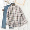 HSA Plaid Women Blouse Casual Turn Down Collar Thick Ladies Vintage Chic Clothing Long Sleeve Button Shirt Tops 210417