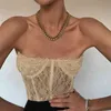 Sexy Lace Off Ramię Top Kobiety Eleganckie Party Tube Top Czarny Tank Topy Klub Noc Nosić Crop Topy Wysokiej Jakości Top Kobieta 210522