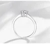 Real Natural Sólido 925 Anillos de plata esterlina Lujo 1 Carat Lab Diamond Joyería de boda para mujeres J-023