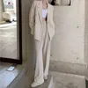 FORYUNSHES 2 Piece Set Za Women Blazer Jacket Ensemble Casual Wide Leg Straight Pant Suit Female Clothing Trousers Sets 210930
