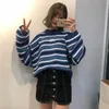 Women Autumn Casual Oversized Sweaters Harajuku O Neck Drop Shoulder Batwing Sleeve Knitted Jumper Student Loose Cute Sweater 210918
