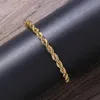 Maglia, catena 5 / 3mm Bracciali in corda da uomo in acciaio inossidabile color oro a portata di mano Bracciale twist hip-hop per uomo all'ingrosso da 7 pollici