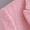 스타일 여성 재킷 봄 핑크 옷깃 긴 소매 더블 브레스트 유럽과 미국 스타일의 하위 - 질감 된 블레이저 211112
