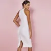 Ocstrade Rouge Noël Bandage Robe Moulante Nouvelle Année Robes pour Femmes Sexy Rayé Haute Qualité Midi Bandage Robe Fête 210331