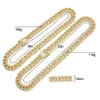 16-24inch diamond zircon cuban link chain Nekclace hip hop jewelry set 18k gold Diamond Buckle link chains Necklaces for men will and sandy drop ship service