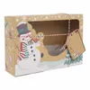 22/18 cm pappers presentförpackningar Julpresterande muffins snacks förpackningslåda papper Xmas Snowman Santa Claus Box med gratulationskort 220301
