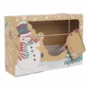 22/18cm Paper Gift Boxes Christmas Present Muffin Snacks Packaging Box Paper Xmas Snowman Santa Claus Box with Greeting Card 220301