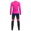 2024 Pro Women Pink Art Winter Cycling Jersey Set Long Sleeve Mountain Bike Cycling Clothing Breattable MTB Bicycle Clothes Wear Suit B17