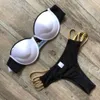 Svart bandage baddräkt sexig brasiliansk bikini push up baddräkt kvinnor micro bikinis plus storlek beachwear glänsande guld 210629