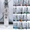 1PS femmes hexagonal naturel quartz cristal chakra Point de traitement pendentif collier bijoux Collier en pierre naturelle G1206