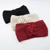 Autumn Winter Camellia Knitted Headbands Elastic Hair Band Flower Cross Knotted Headband Ear Warmer Women Hair Accessories