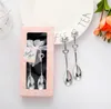 100set 2pcs / definir coração em forma de amor chá café colher de medição de casamento decoração de casamento presente de amante de aço inoxidável conjunto de utensílios de mesa sn5655