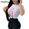 Magiray Perfume Sexy Tシャツの女性2021夏原宿韓国の面白いスパンコールビーズティーシャツ女性ユニークな白いトップスC123 x0628