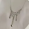 Sautoirs à la mode rétro bohème titane acier gouttelettes d'eau fondu clavicule chaîne colliers pendentifs pour femmes accessoires bijoux Morr22