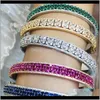 Earrings & Necklace Jewelrygodki Luxury 3Pc Stack Earring Bangle Ring Set For Women Wedding Party Baguette Cut Zirconia Dubai Bridal Jewelry