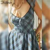 Nibber Sweet Cute Lolita Plaid Loose Pleated Mini Dress For Women's Clothing Club Party Street Casual Wear Fairy Dresses Female Y0823