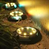 Lámparas de césped 2 piezas 8 luces de disco con energía solar LED Iluminación de paisaje de jardín impermeable al aire libre para caminación de patio de la cubierta del patio